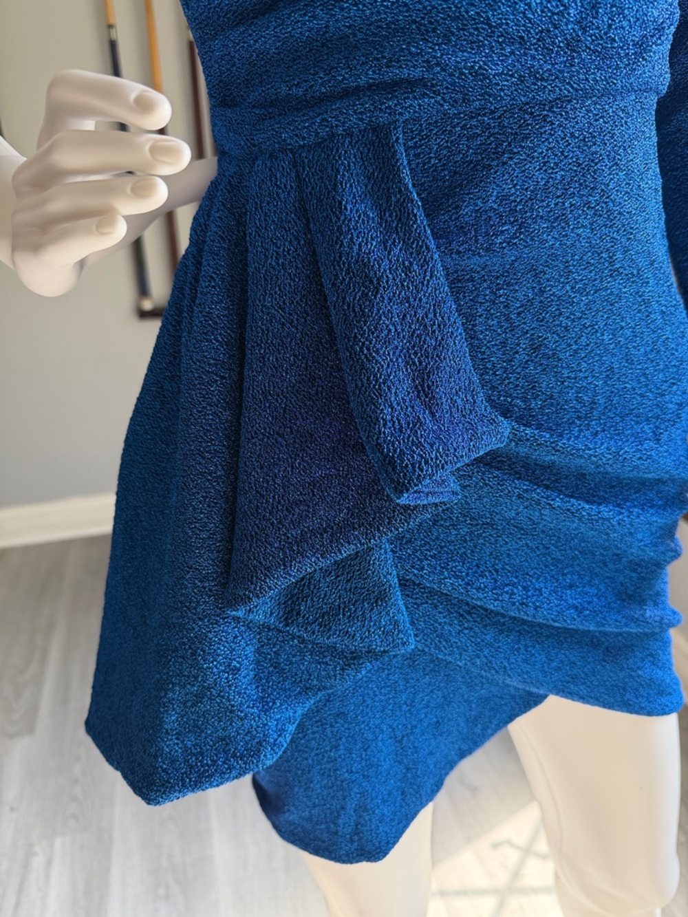 SHEIN Electric Blue One-Shoulder Draped Mini Dress CAJA # 1 E - Picture 5 of 8